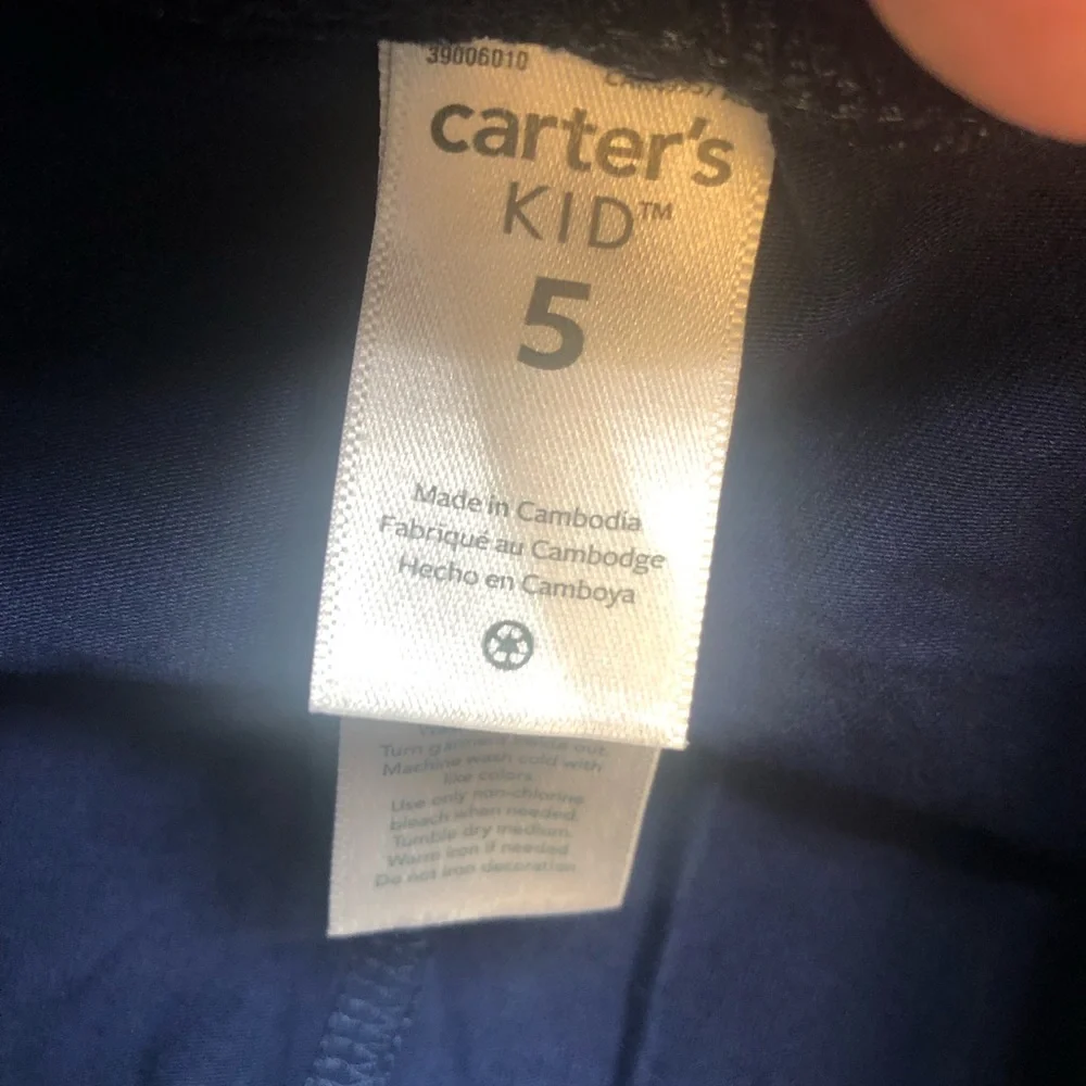 Carter’s Kid navy blue leggings, sizes: 5 and 6/6X (two available)
